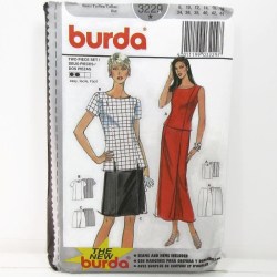 3229 BURDA 2 PIECE SET TOP SLEEVES OR NOT, SKIRT LENGTHS PATTERN 8-18
